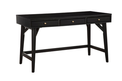 52" Black Wood Writing Desk With And Three Drawers