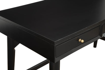 52" Black Wood Writing Desk With And Three Drawers