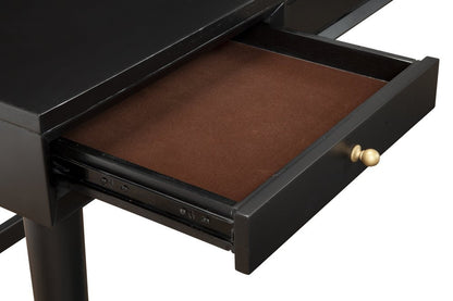 52" Black Wood Writing Desk With And Three Drawers