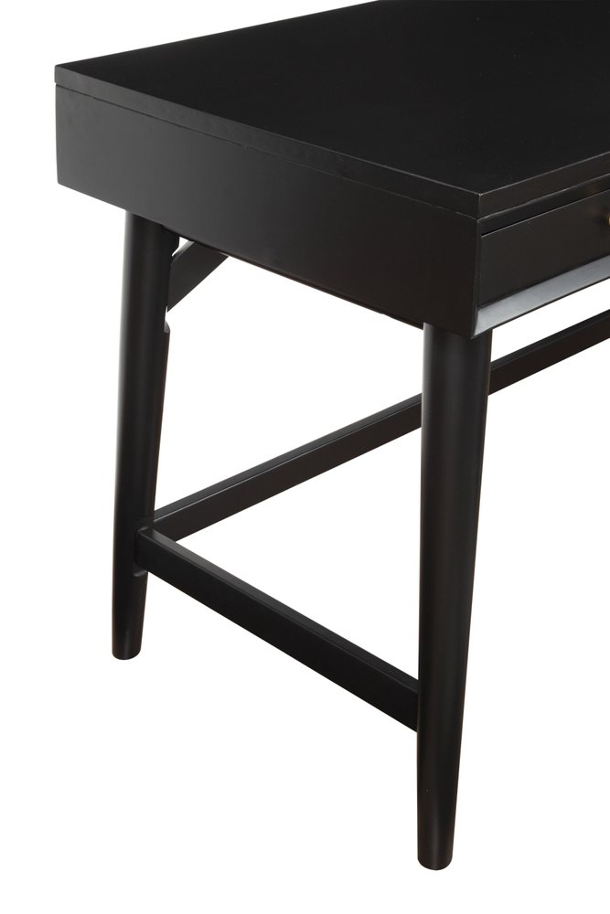 52" Black Wood Writing Desk With And Three Drawers