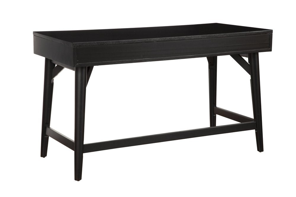 52" Black Wood Writing Desk With And Three Drawers