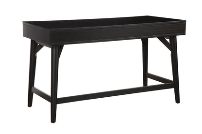 52" Black Wood Writing Desk With And Three Drawers