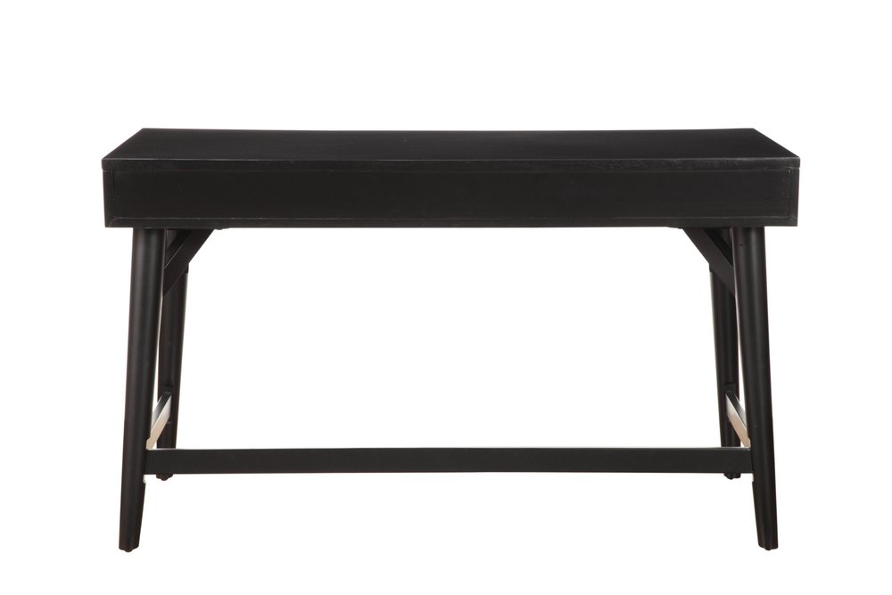 52" Black Wood Writing Desk With And Three Drawers