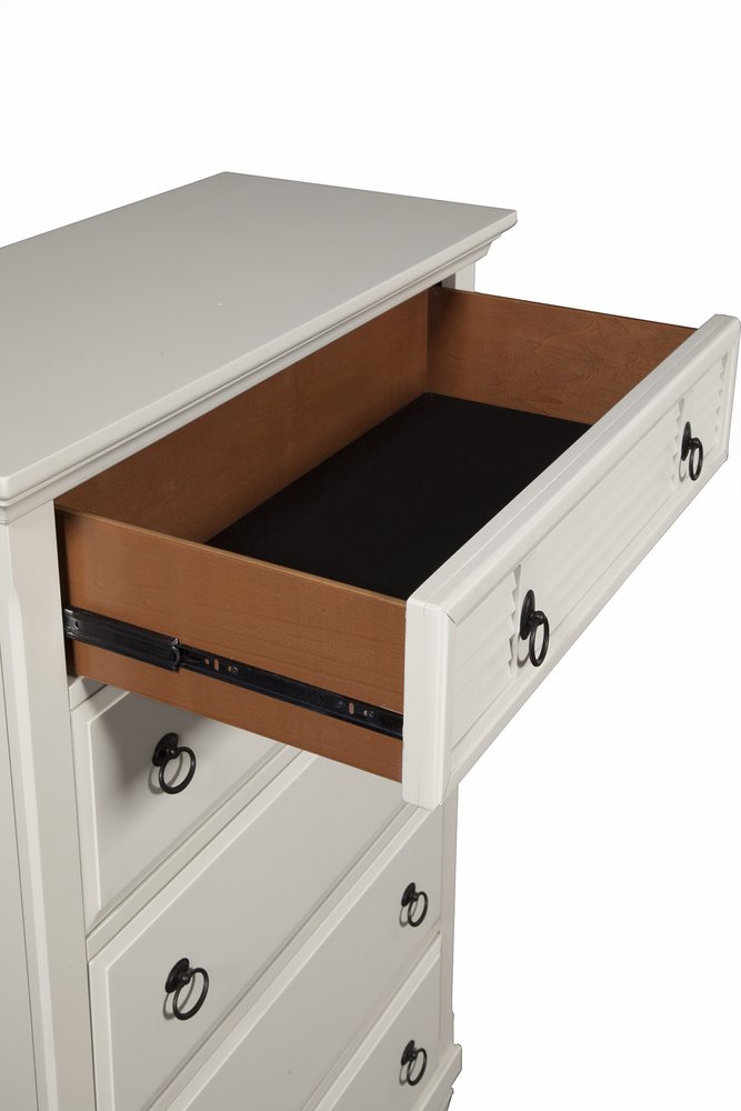 38" White Solid Wood Five Drawer Dresser