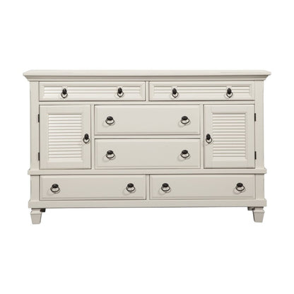 62" White Solid Wood Six Drawer Double Dresser