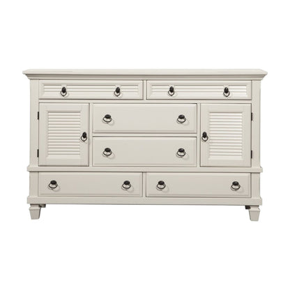 62" White Solid Wood Six Drawer Double Dresser