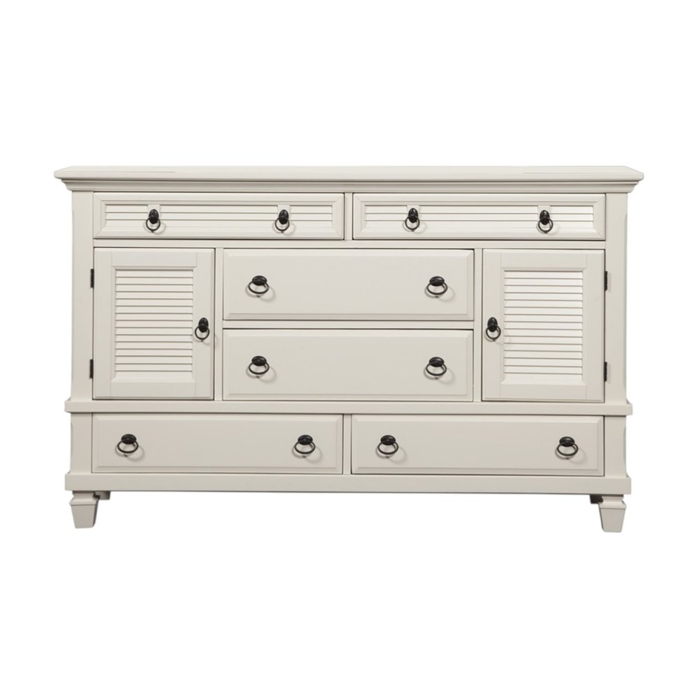 62" White Solid Wood Six Drawer Double Dresser