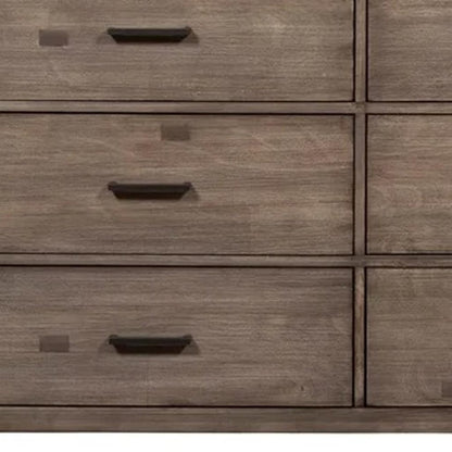 60" Gray Solid Wood Six Drawer Double Dresser