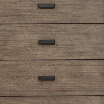 32" Gray Solid Wood Five Drawer Dresser