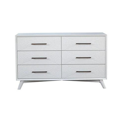56" White Solid Wood Six Drawer Double Dresser