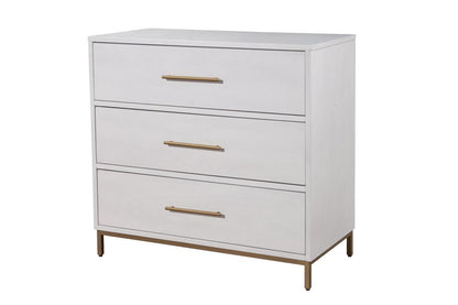 36" White Solid Wood Three Drawer Dresser