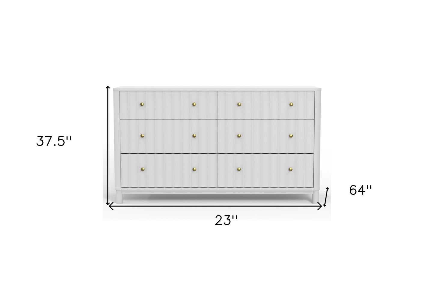 61" White Solid Wood Six Drawer Double Dresser