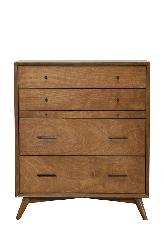 38" Brown Solid Wood Four Drawer Dresser