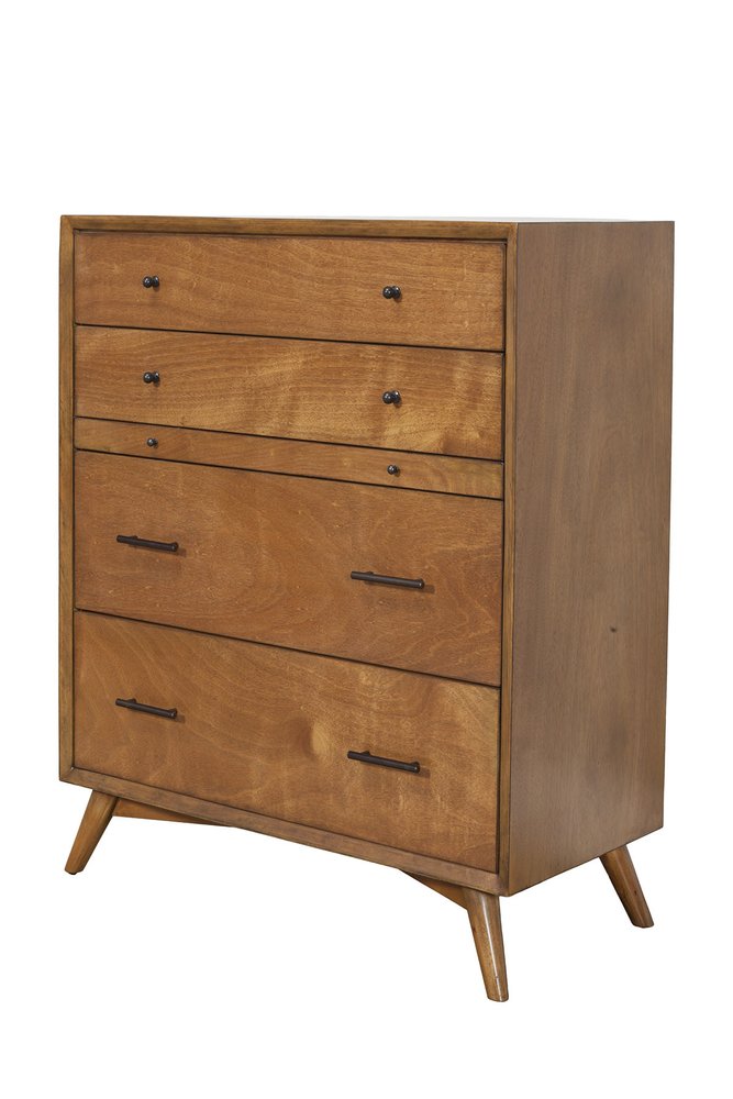 38" Brown Solid Wood Four Drawer Dresser