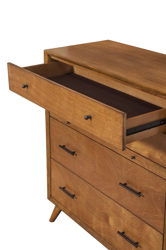 38" Brown Solid Wood Four Drawer Dresser