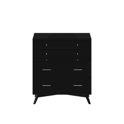 38" Black Solid Wood Four Drawer Dresser