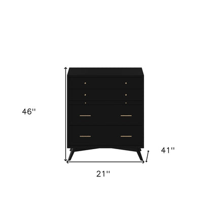 38" Black Solid Wood Four Drawer Dresser