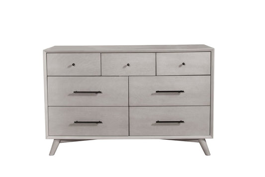 56" Gray Solid Wood Seven Drawer Double Dresser