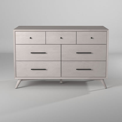 56" Gray Solid Wood Seven Drawer Double Dresser