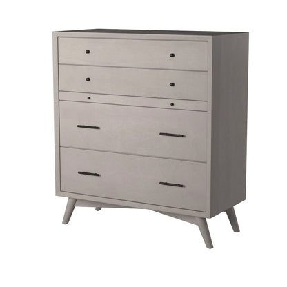 38" Gray Solid Wood Four Drawer Dresser