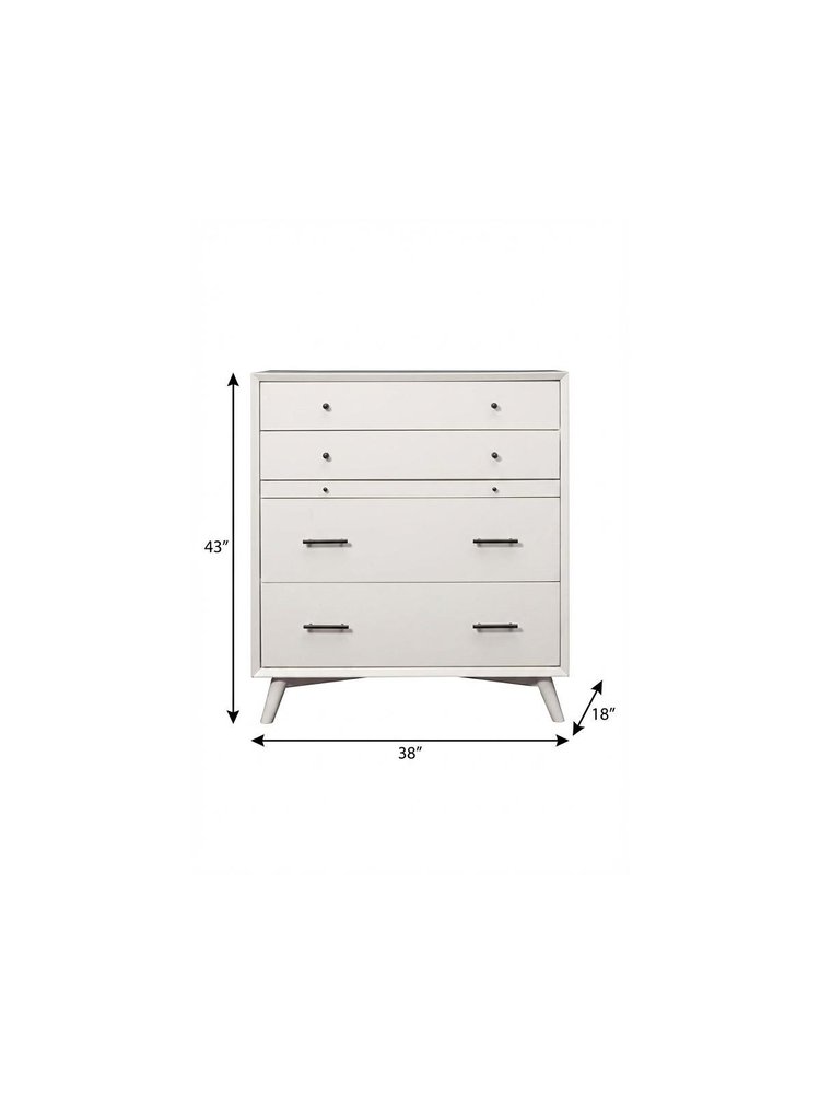 38" White Solid Wood Four Drawer Chest