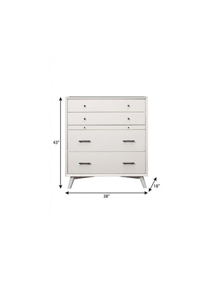 38" White Solid Wood Four Drawer Dresser