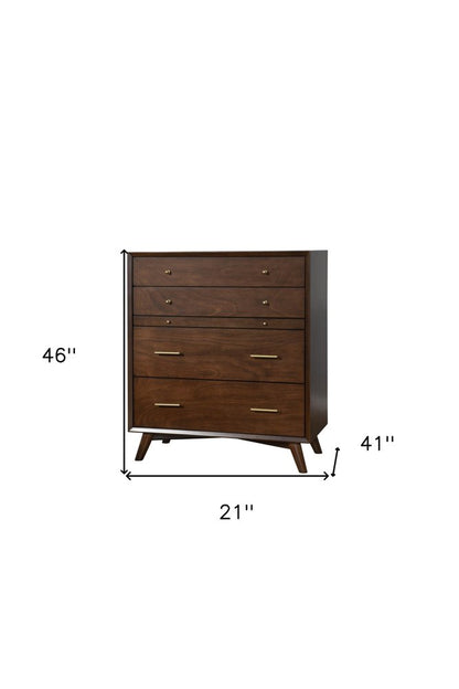 38" Mahogany Solid Wood Four Drawer Dresser