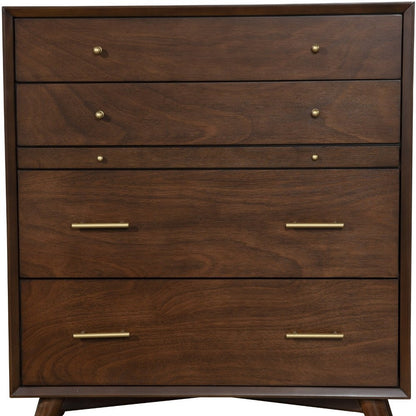 38" Mahogany Solid Wood Four Drawer Dresser
