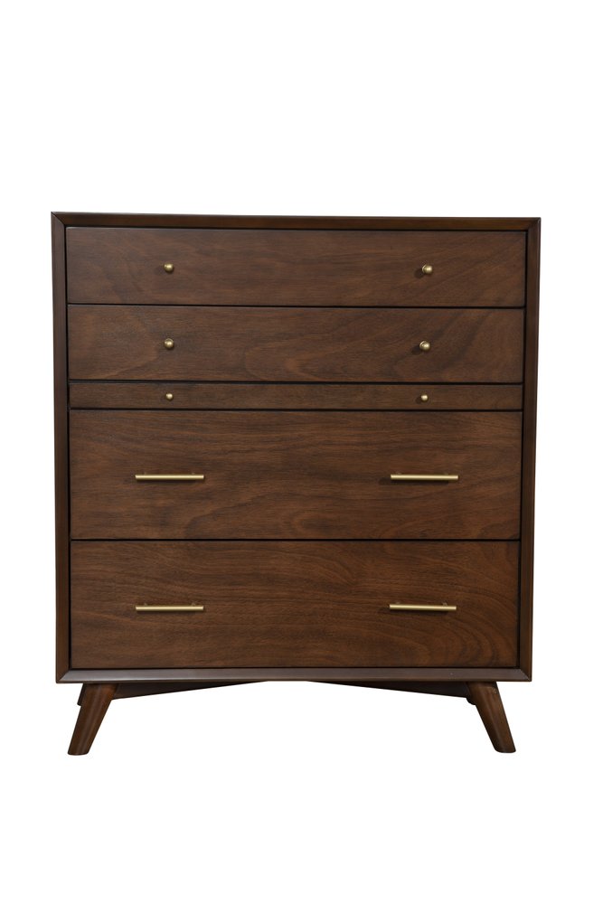 38" Mahogany Solid Wood Four Drawer Dresser