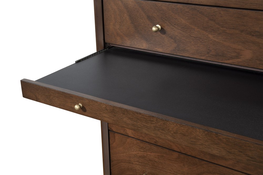 38" Walnut Solid Wood Four Drawer Dresser