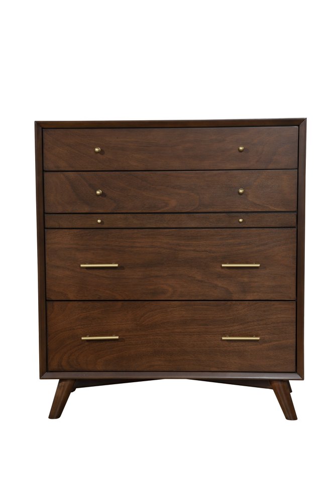 38" Walnut Solid Wood Four Drawer Dresser