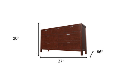 63" Brown Solid Wood Seven Drawer Double Dresser