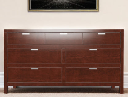 63" Brown Solid Wood Seven Drawer Double Dresser