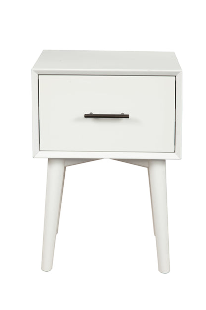 27" White Wood End Table With Drawer