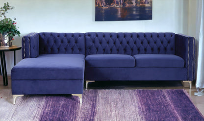 Blue Velvet L Shaped Seating Component