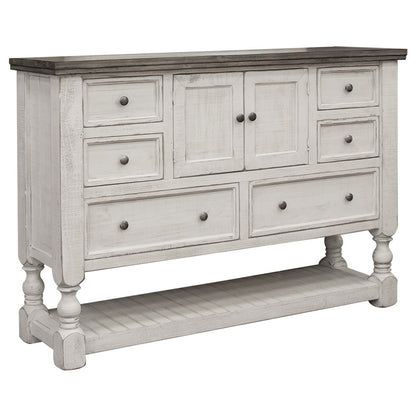 62" Gray And Ivory Solid Wood Six Drawer Triple Dresser