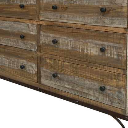 61" Brown Solid Wood Six Drawer Double Dresser