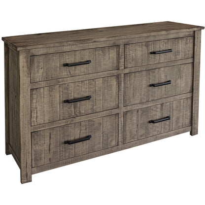 62" Brown Solid Wood Six Drawer Double Dresser