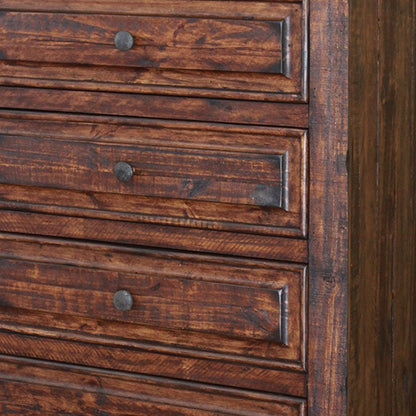 37" Chocolate Raised Panel Solid Wood Five Drawer Dresser