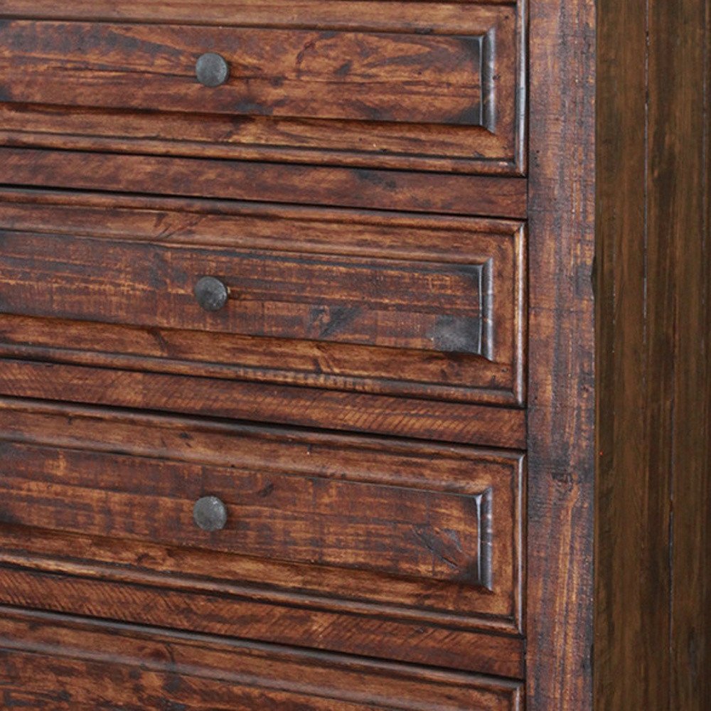 37" Chocolate Solid Wood Five Drawer Dresser