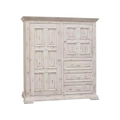 55" White Solid Wood Three Drawer Gentlemans Chest