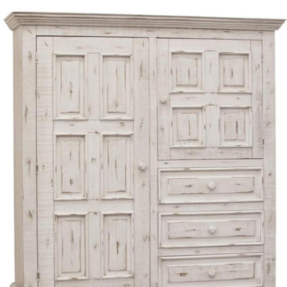 55" White Solid Wood Three Drawer Gentlemans Chest