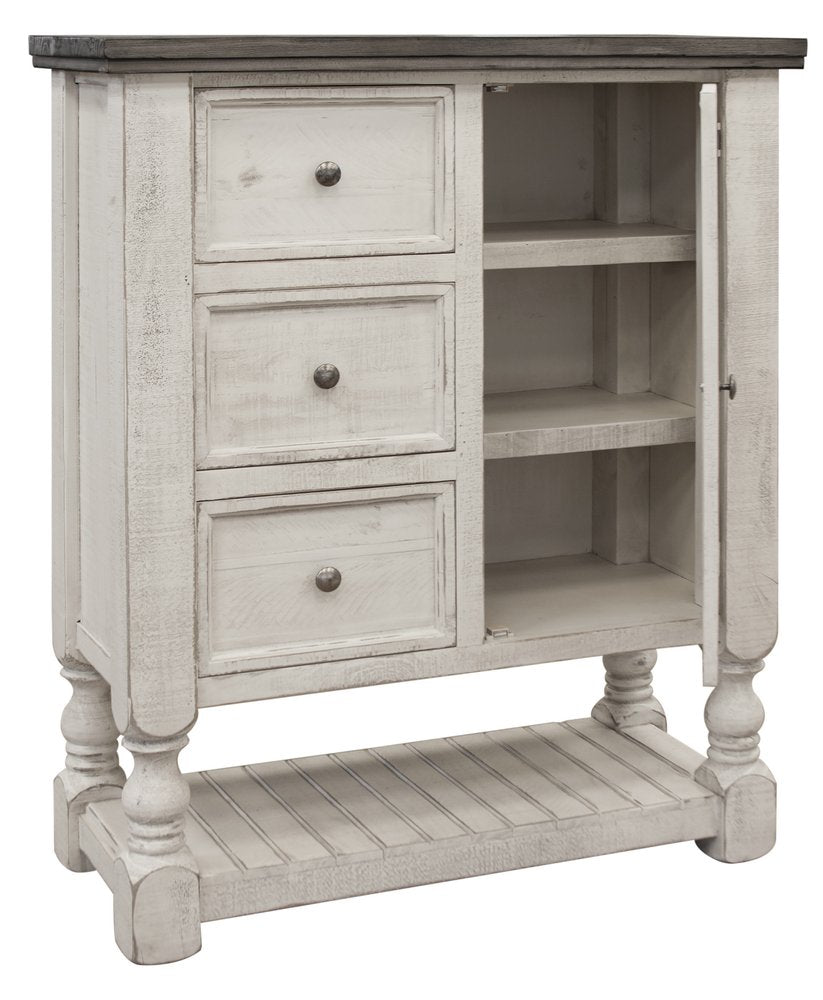 39" Gray And Ivory Solid Wood Three Drawer Dresser