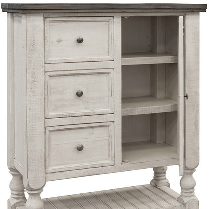 39" Gray And Ivory Solid Wood Three Drawer Dresser