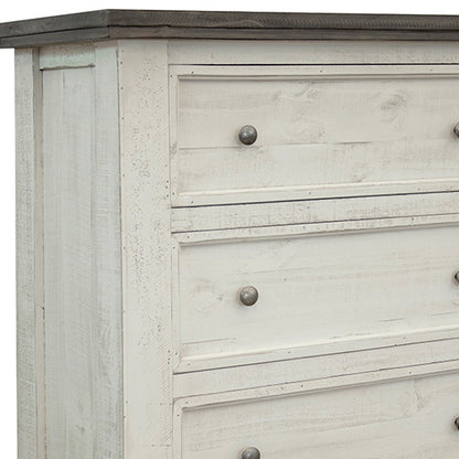 39" Gray And Ivory Solid Wood Four Drawer Dresser