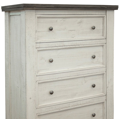 39" Gray And Ivory Solid Wood Four Drawer Dresser