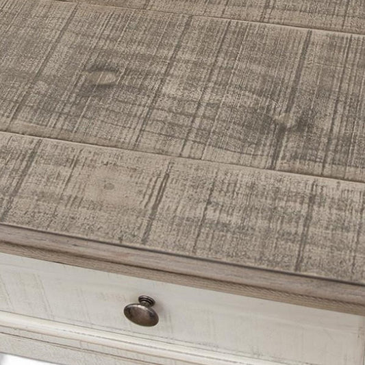 55" Gray And Ivory Solid Wood Five Drawer Gentlemens Chest