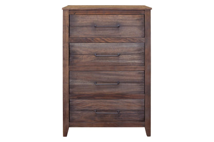 35" Brown Solid Wood Four Drawer Chest