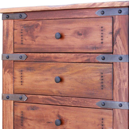 36" Natural Solid Wood Five Drawer Dresser