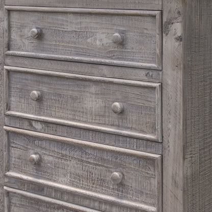 37" Gray Solid Wood Five Drawer Dresser